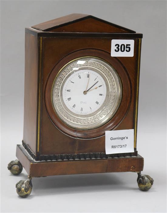 A mahogany cased Palais Royal No.122 mantel clock with silvered dial Griebel